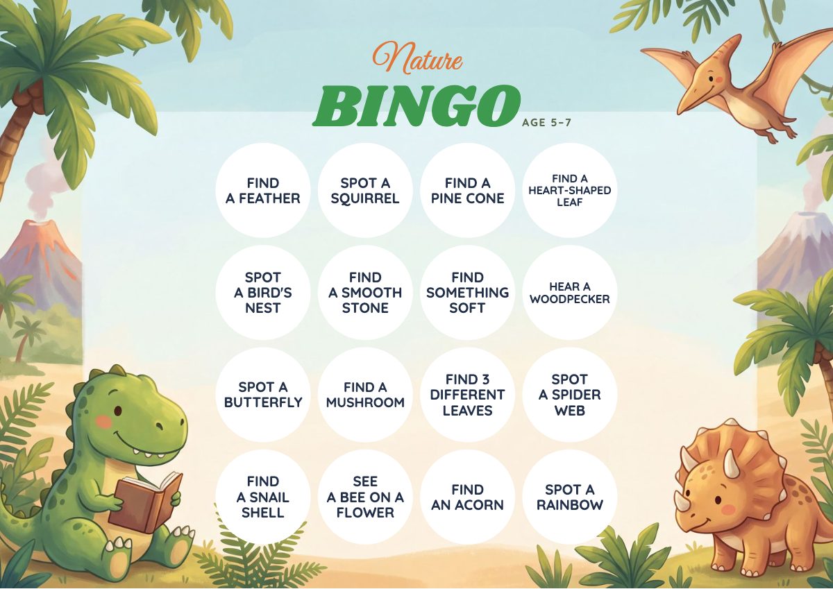 Nature Scavenger Hunt Bingo card
