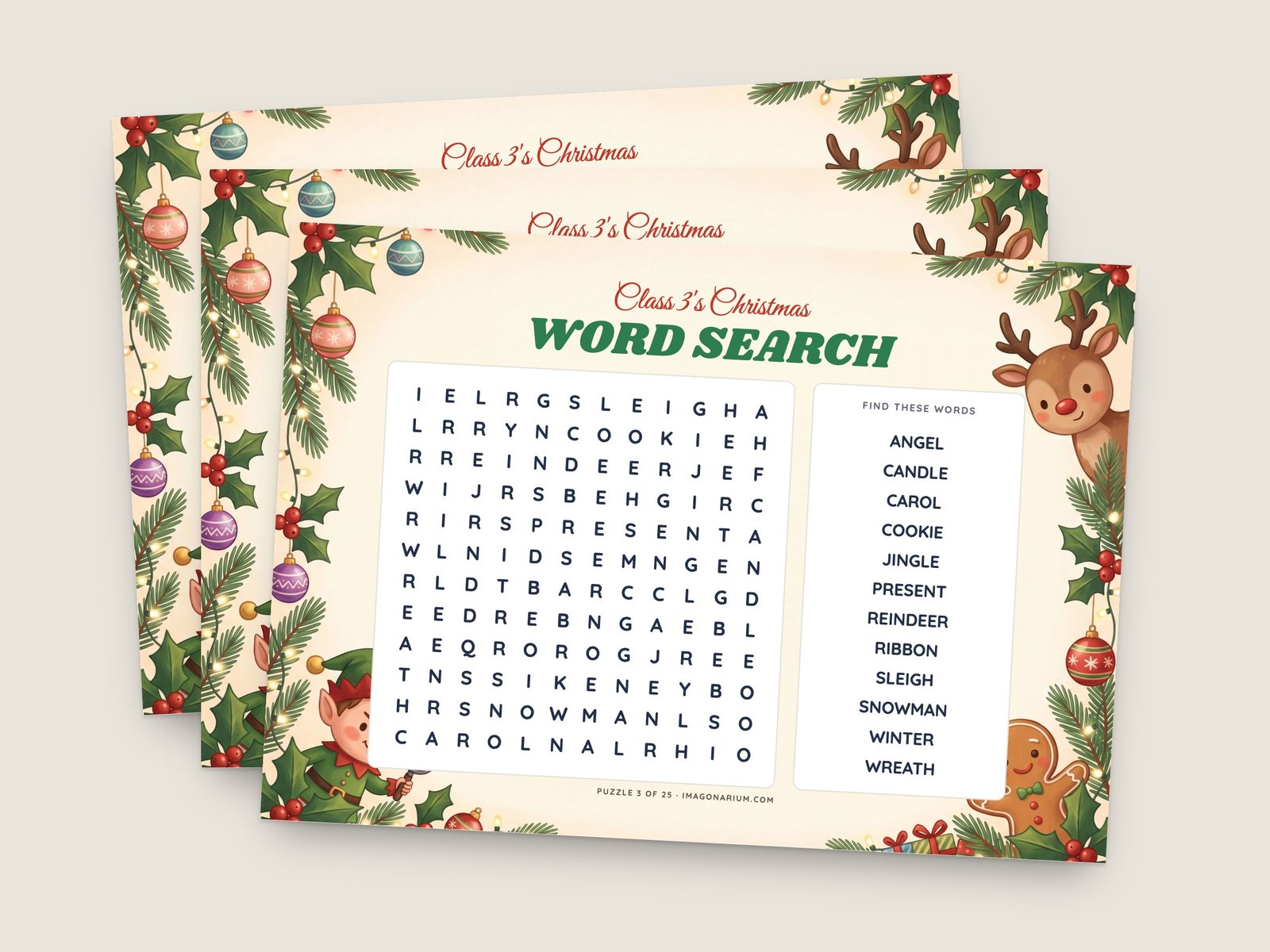 Printable personalised word search