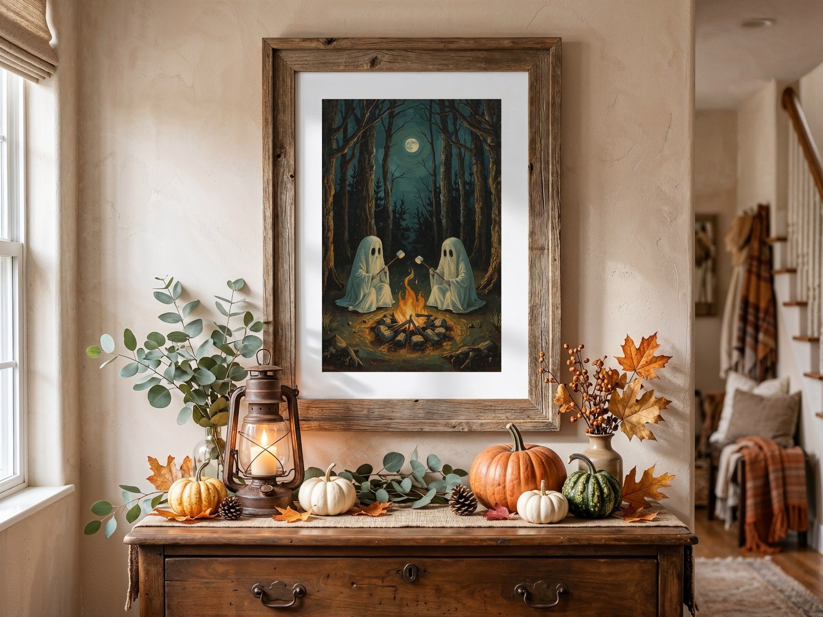 Two Ghosts Roasting Marshmallows Printable Wall Art