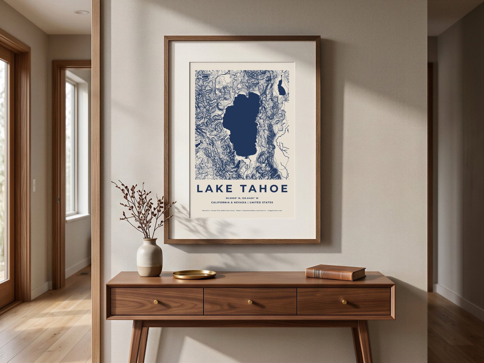 Custom Lake Map Print — Any Lake, Topographic Contour Poster