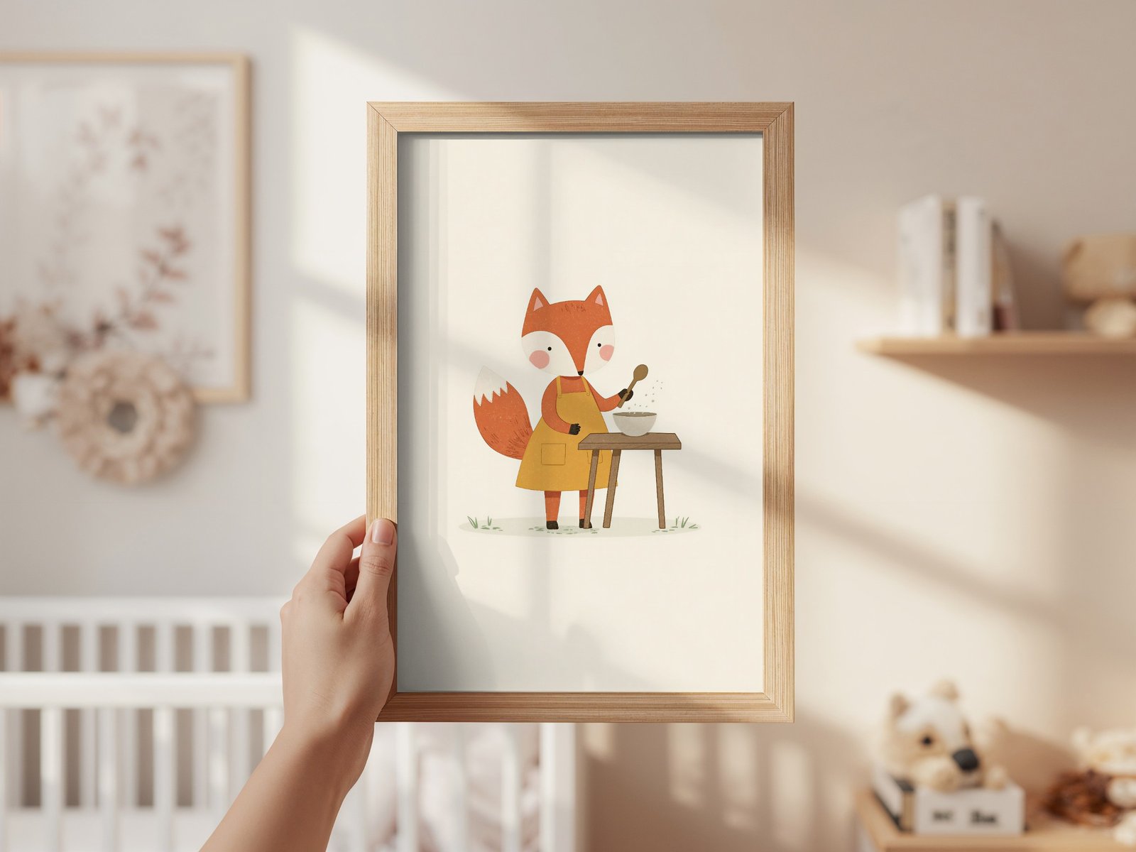 Fox Chef Printable Nursery Art, Little Fox Cooking Wall Print