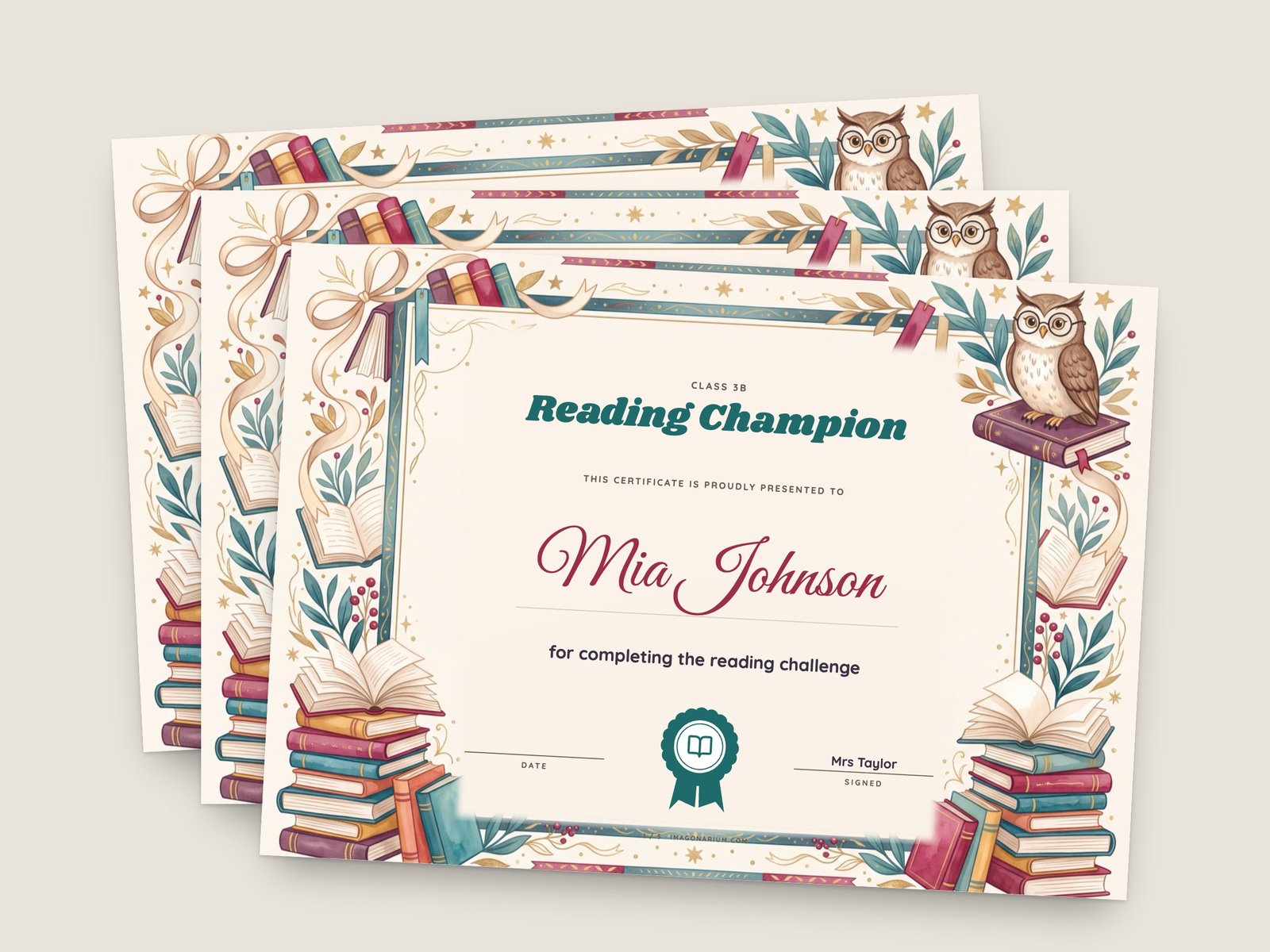 Printable personalised kids certificate