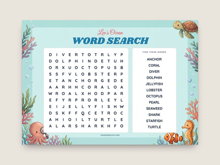Printable personalised word search