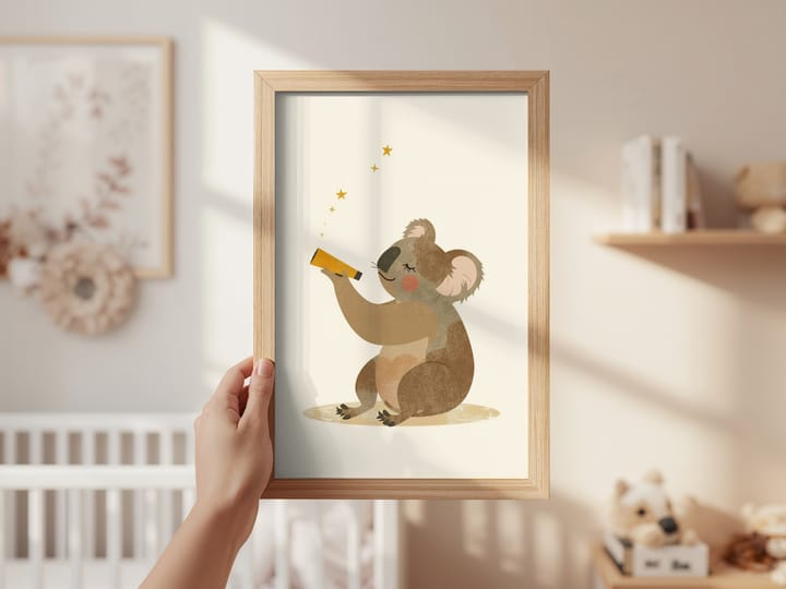 Stargazing Koala Nursery Print, Printable Kids Room Wall Art