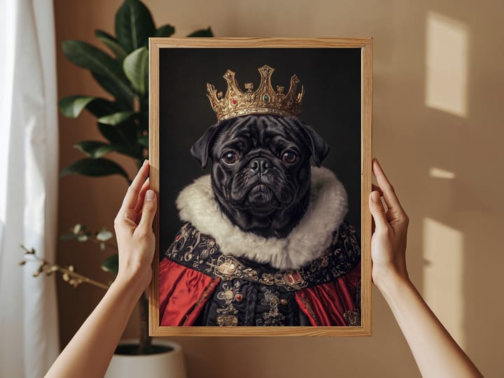 Pug in Royal Robes - Printable Funny Pet Portrait