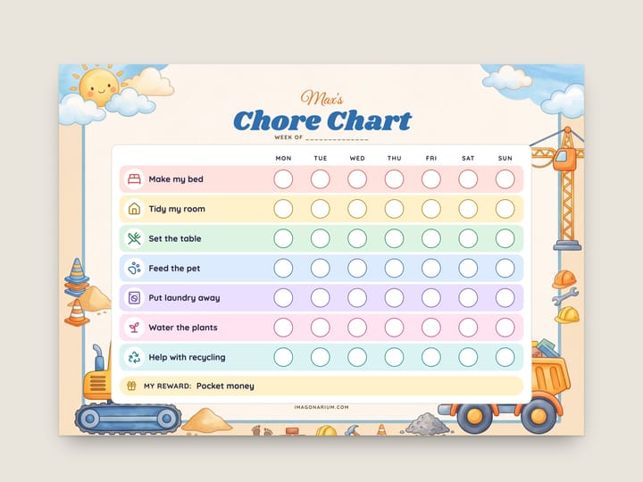 Printable personalised reward chart for kids