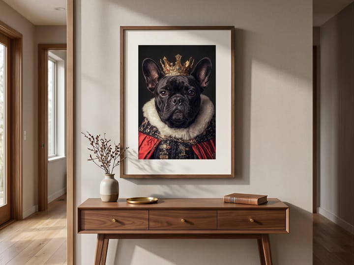 French Bulldog King Portrait, Printable Royal Dog Wall Art