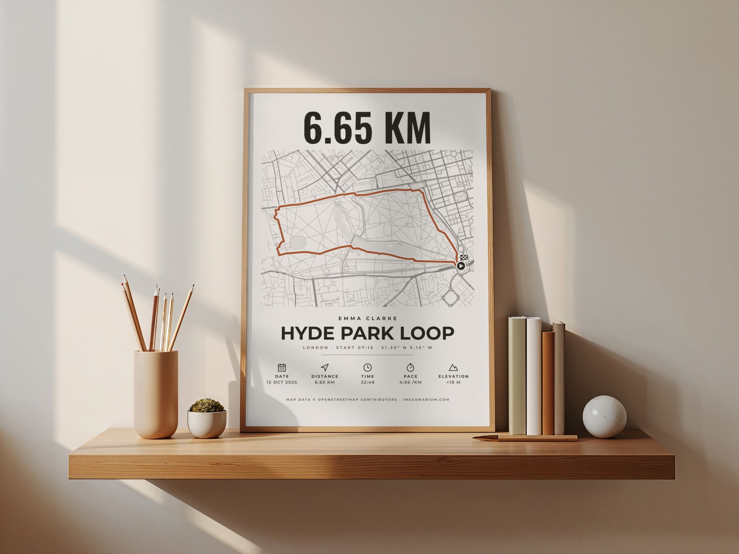 Personalised Run, Ride or Hike Map Print — Your GPX Route on the Real Streets