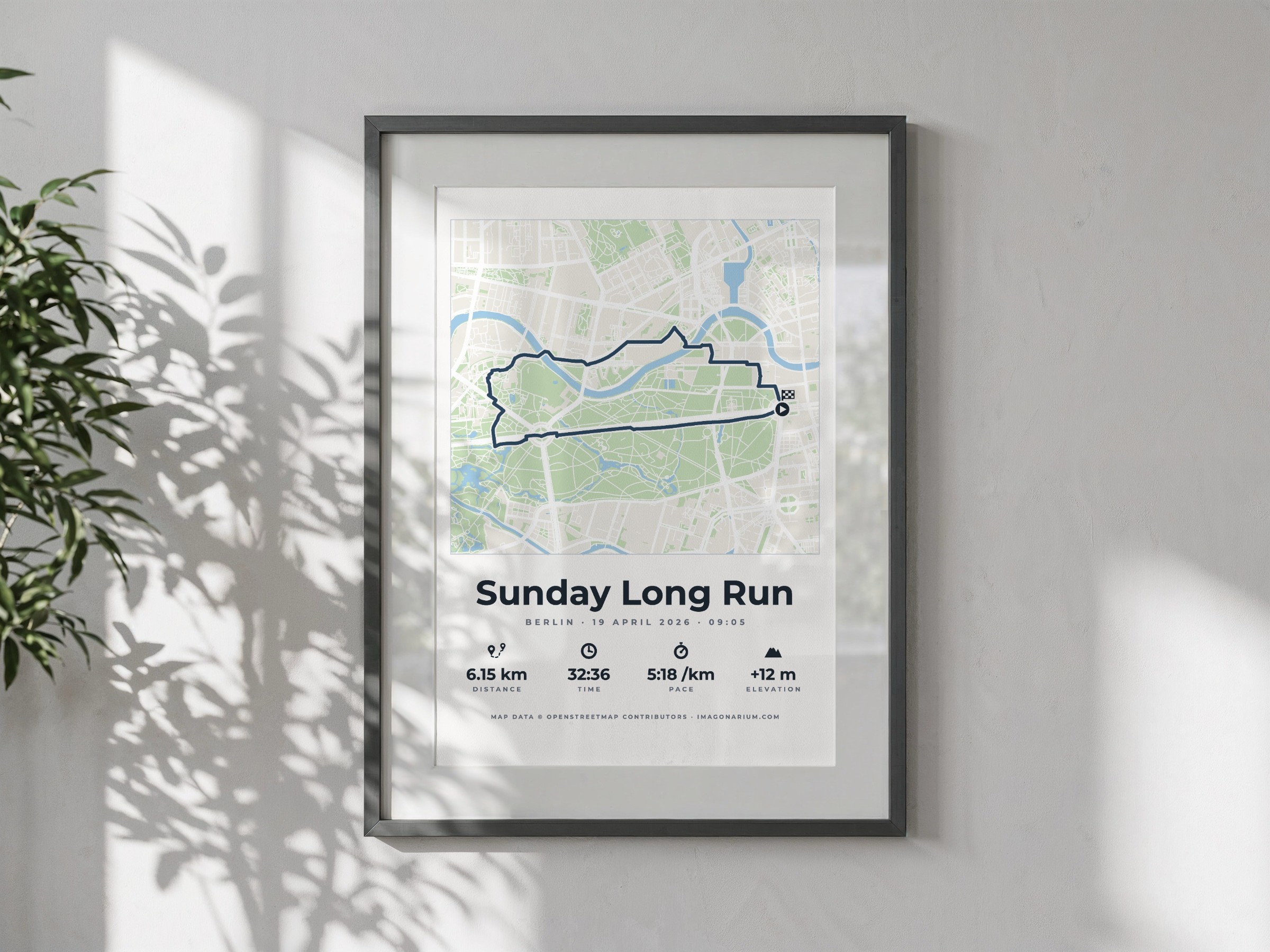 Personalised Run, Ride or Hike Map Print — Your GPX Route on the Real Streets