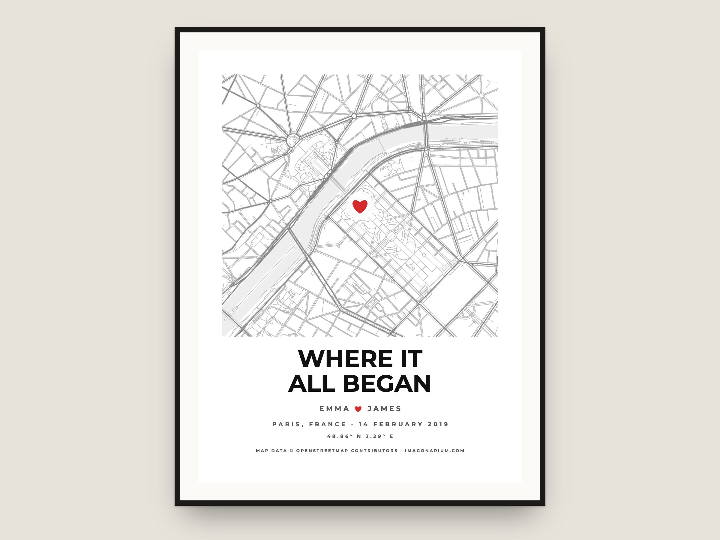 A custom map print of the place that matters