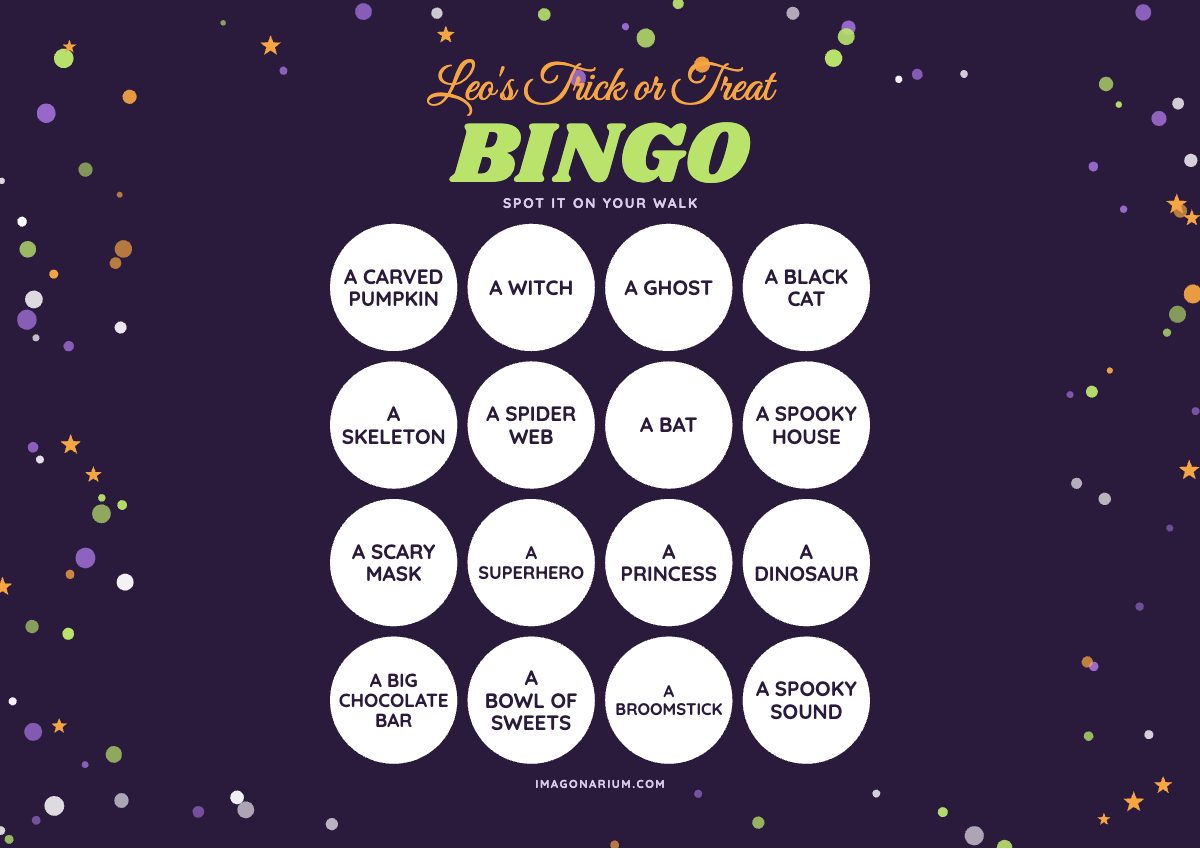 Trick or Treat Bingo card, printable