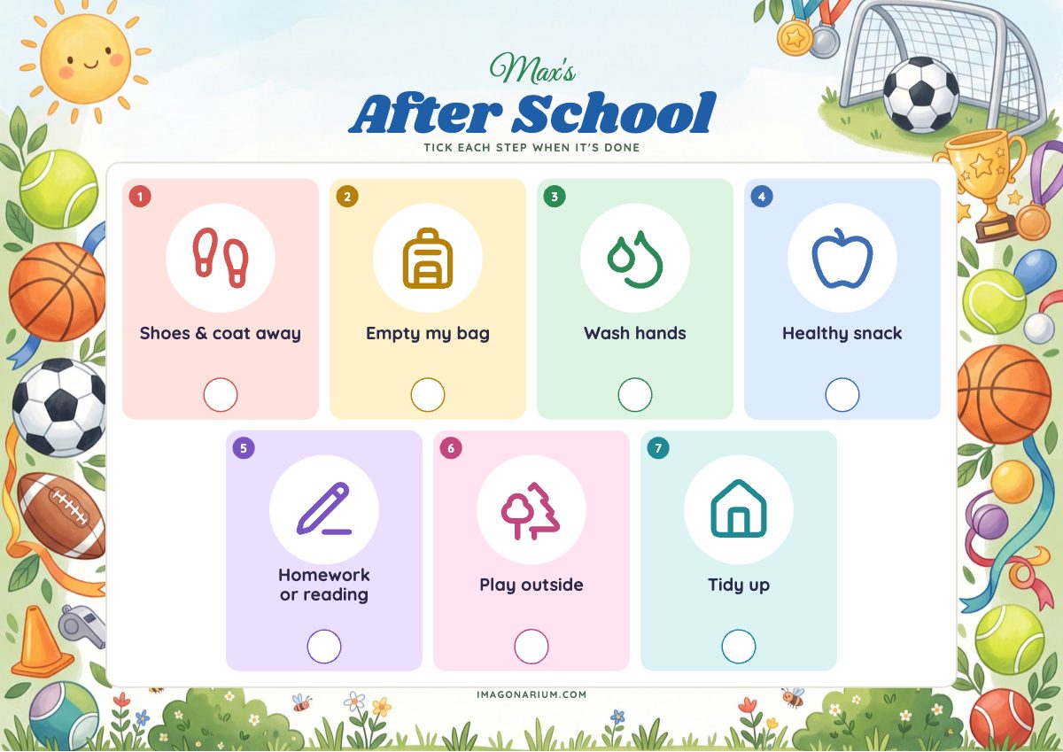 After-School Routine Chart, printable