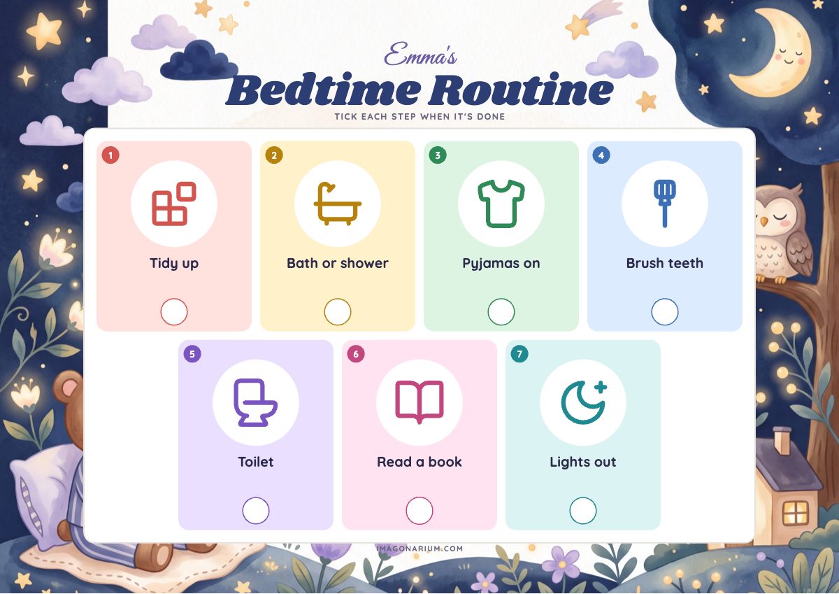 Bedtime Routine Chart, printable