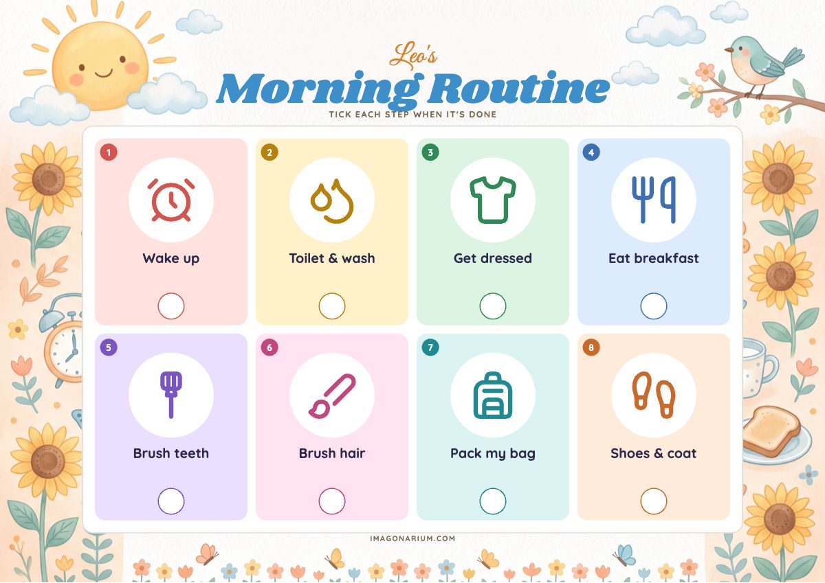 Morning Routine Chart, printable