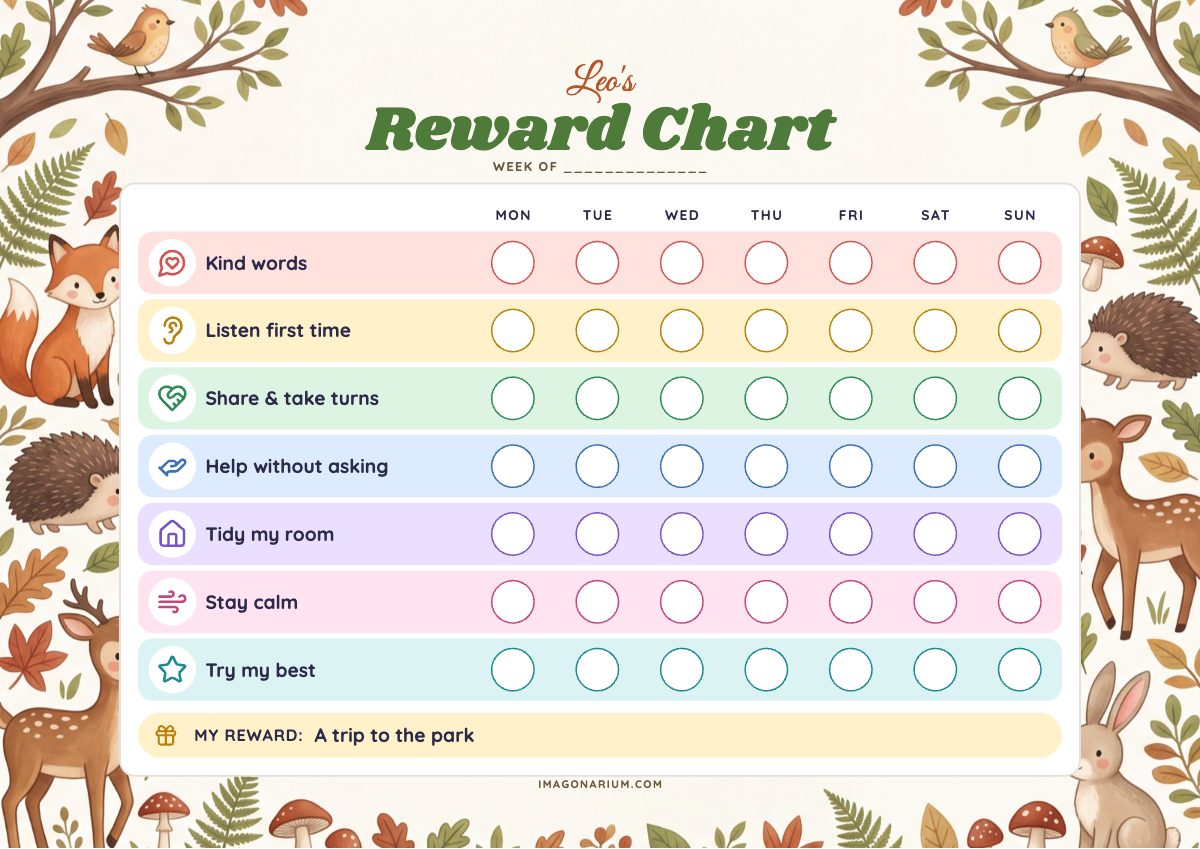 Reward Chart, printable