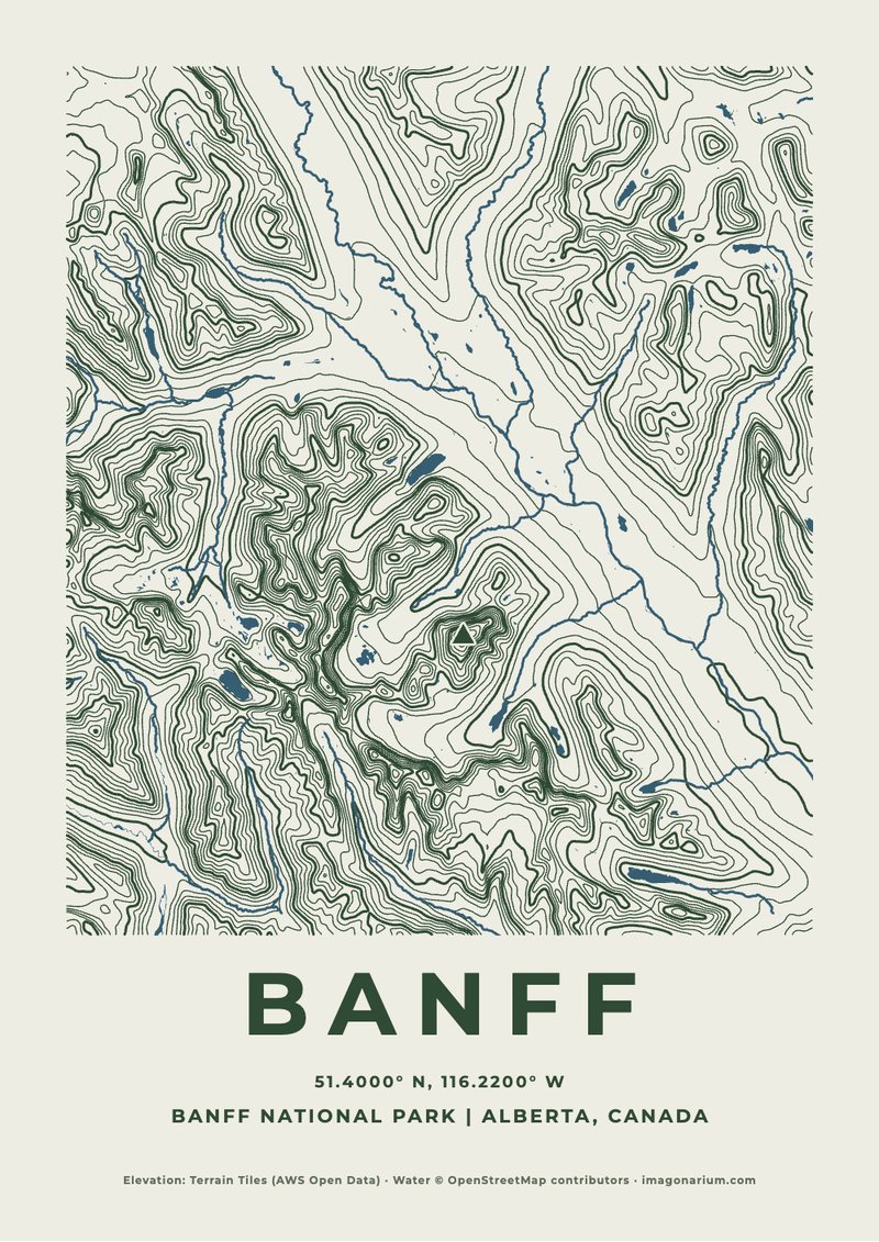 Banff topographic map print
