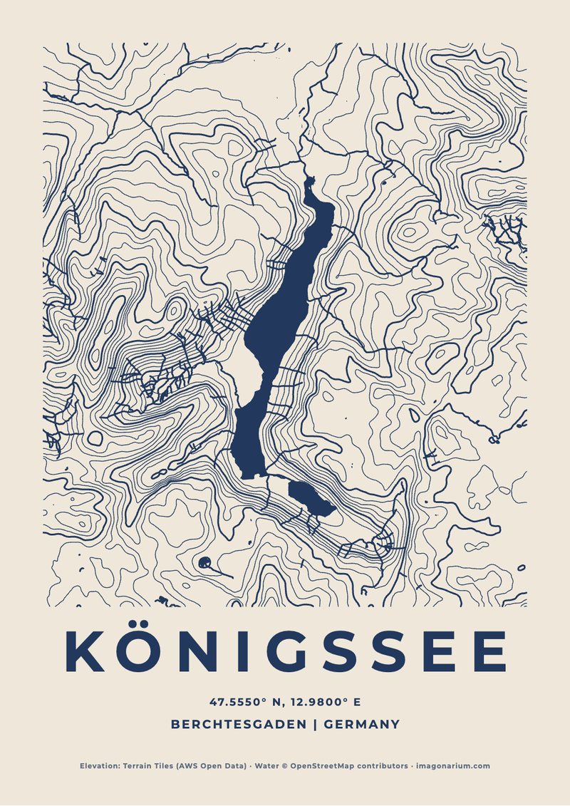 Königssee topographic map print