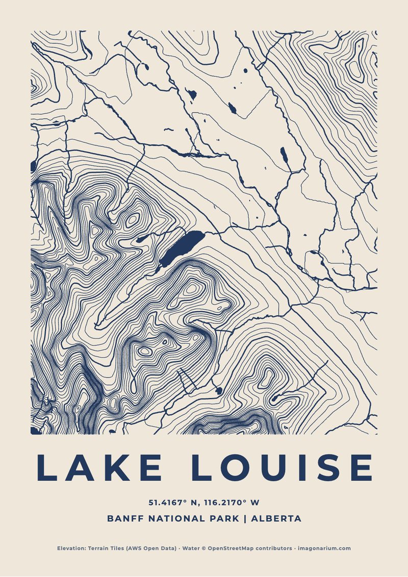 Lake Louise topographic map print
