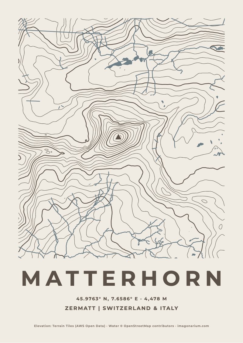 Matterhorn topographic map print