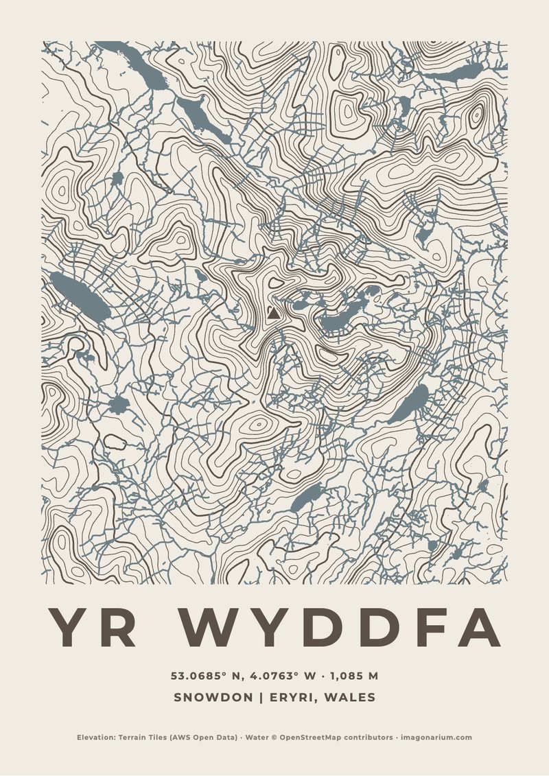 Yr Wyddfa topographic map print