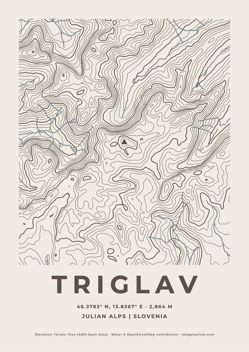 Triglav topographic map print