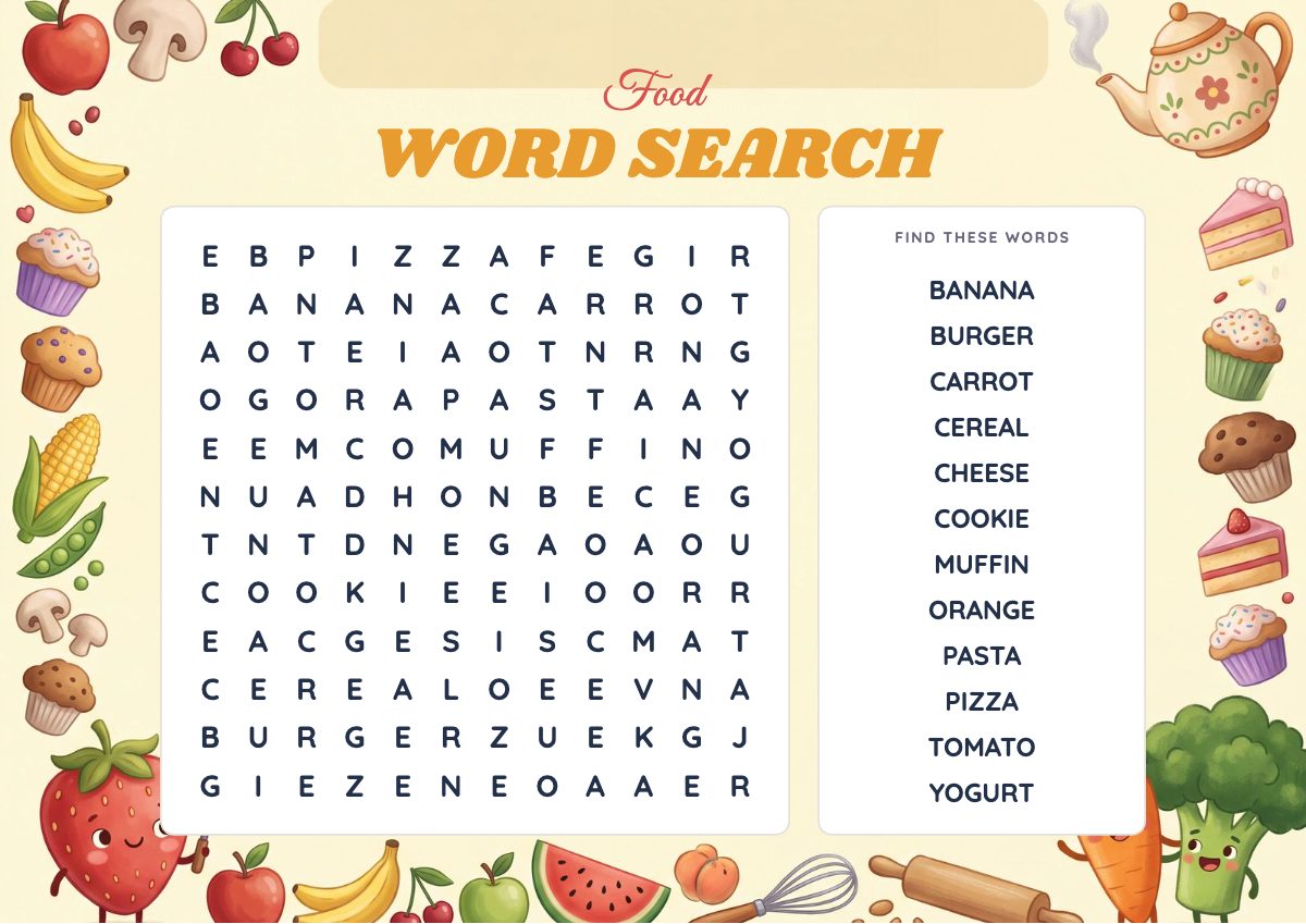 Food Word Search puzzle