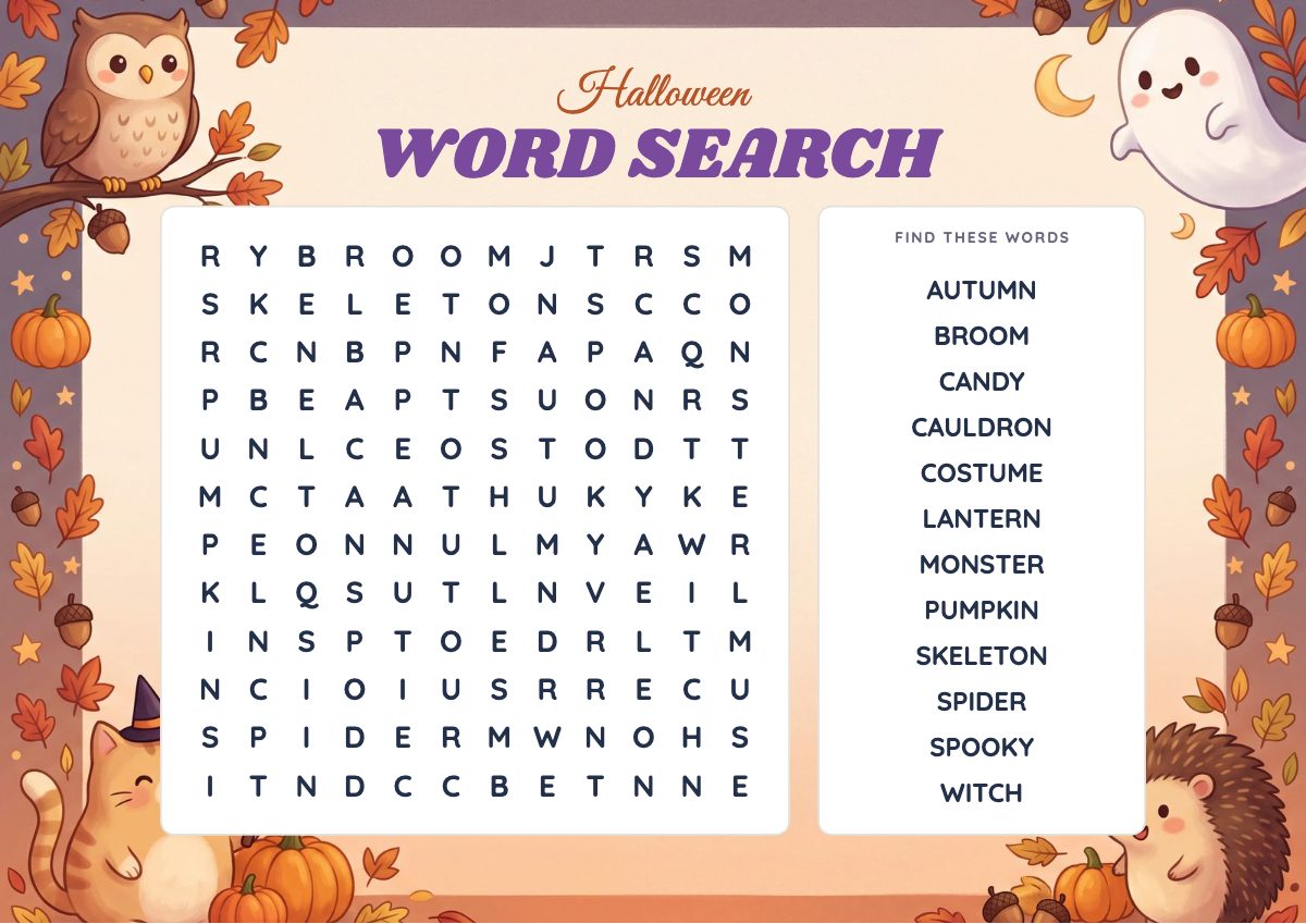 Halloween Word Search puzzle