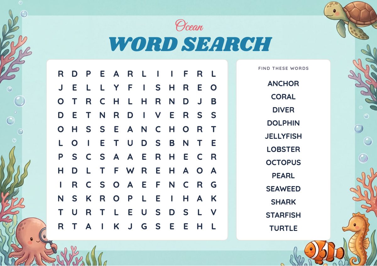 Ocean Word Search puzzle