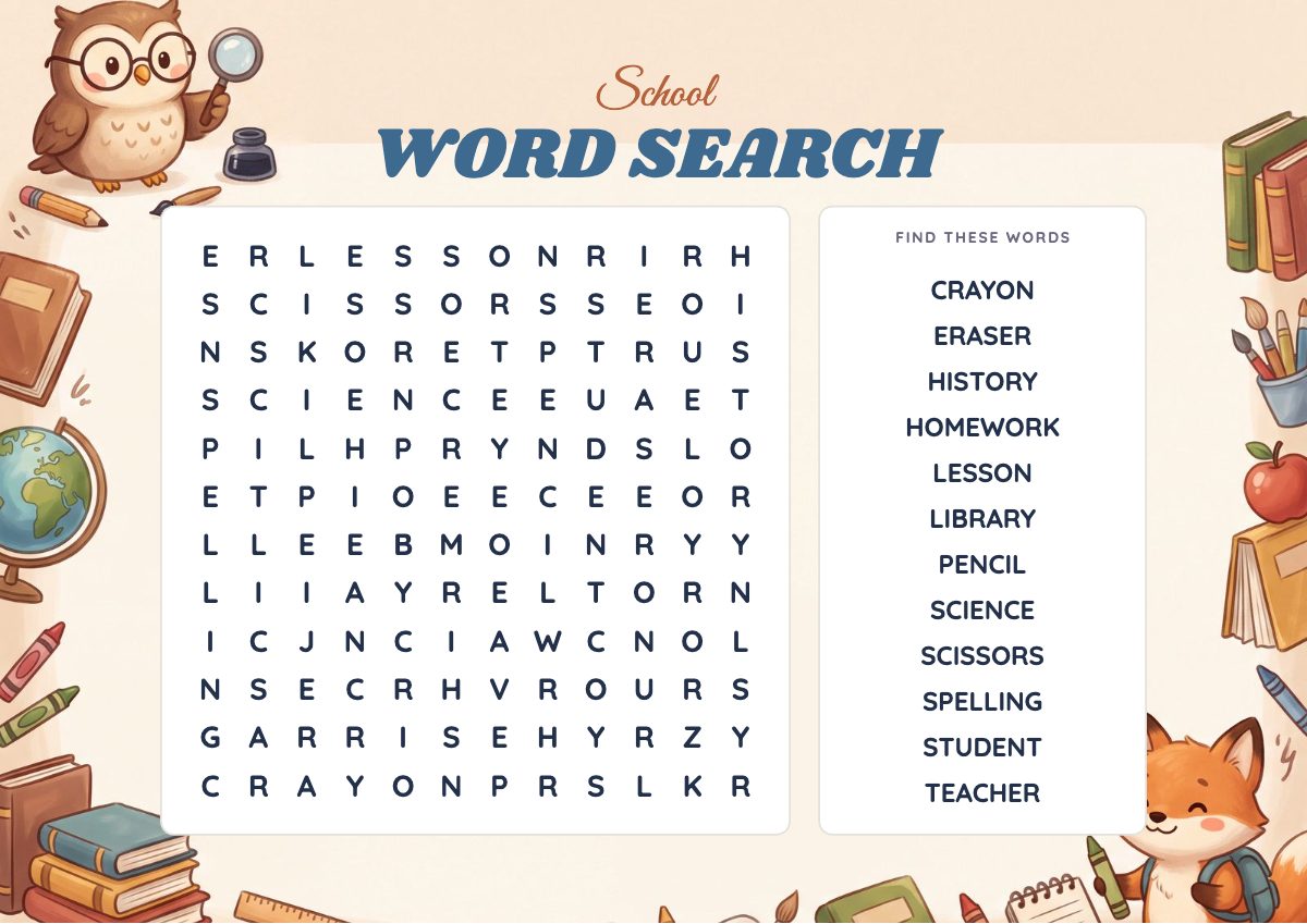 School Word Search puzzle