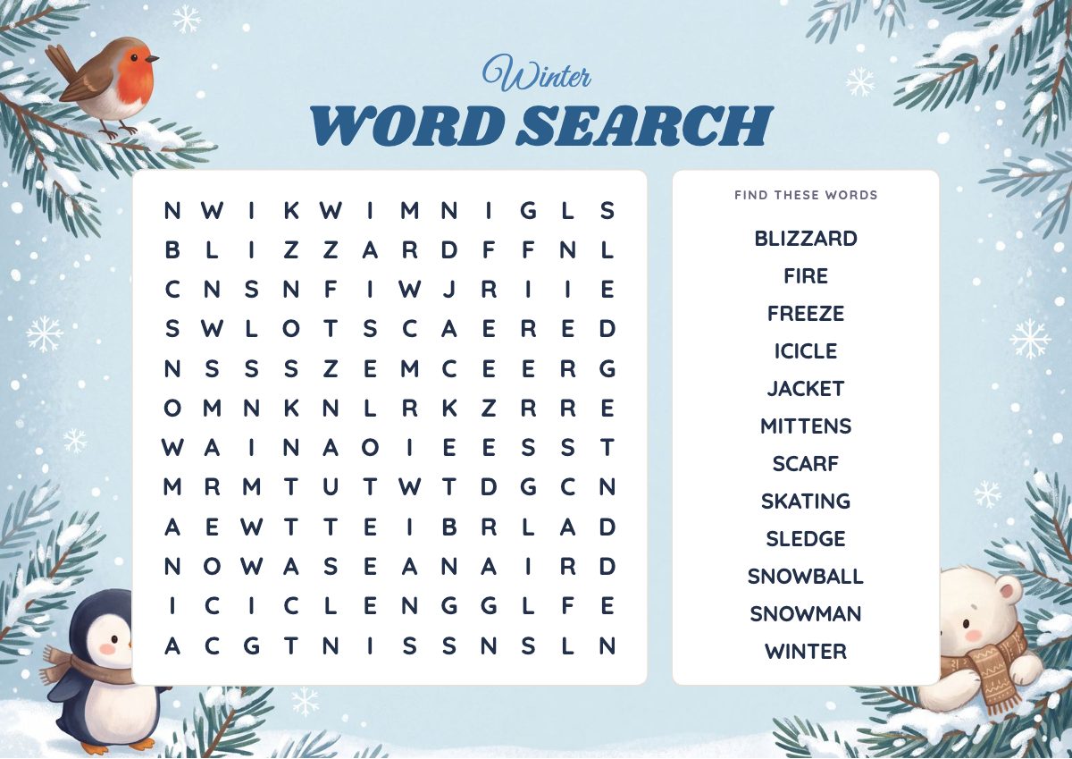 Winter Word Search puzzle