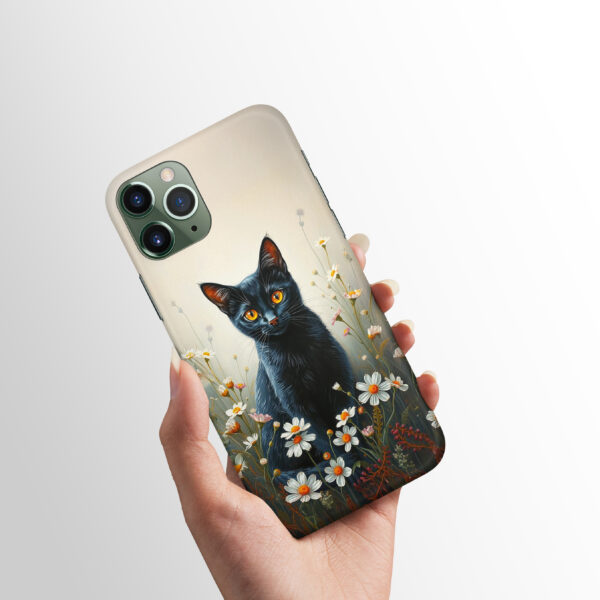 Cute Floral Black Cat Phone Case