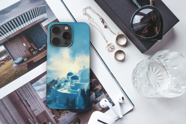 snap i14Pro real photo mockups p2 blue Santorini art