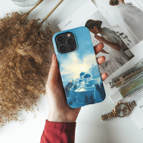 snap i14Pro real photo mockups p3 blue Santorini art